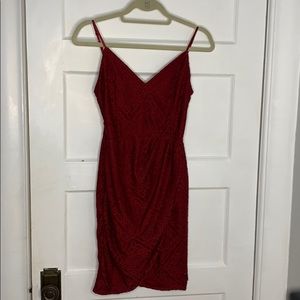 Lulus Red Lace Mini sleeveless dress